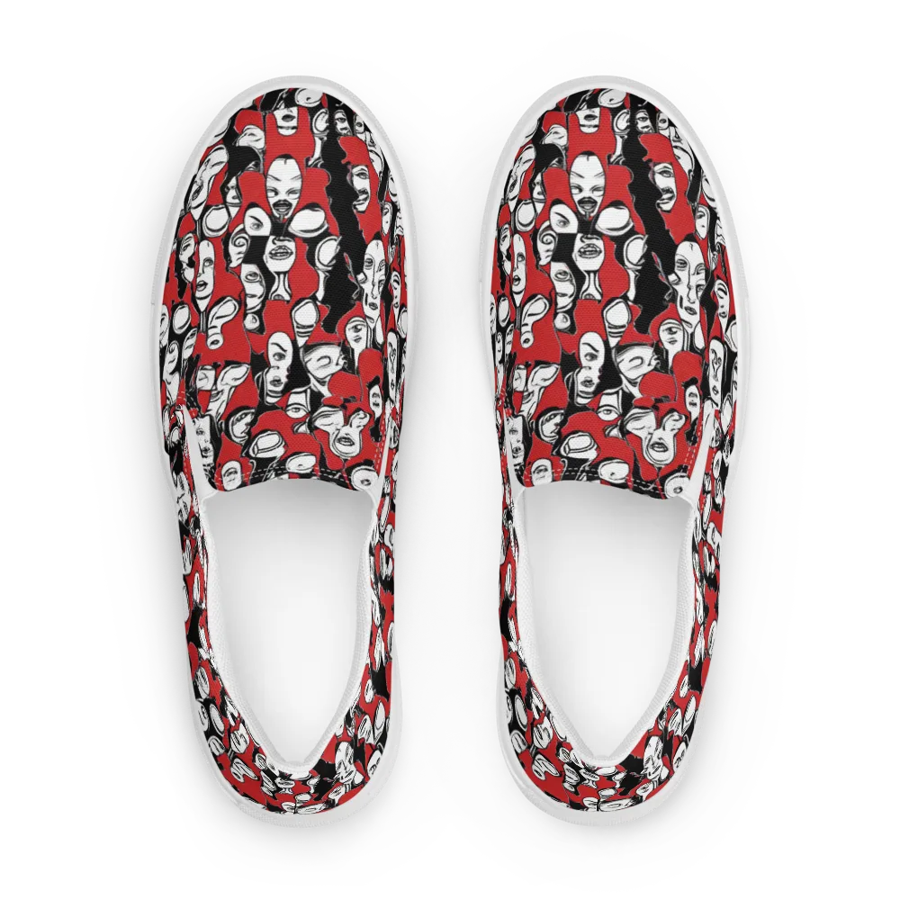 Crimson Chorus on Women's Slip-On Canvas Shoes — Front