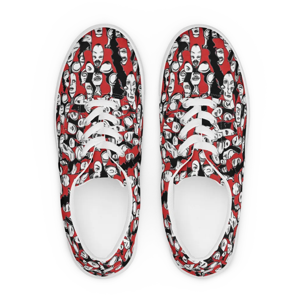 Crimson Chorus on Men's Lace-Up Canvas Shoes — Front