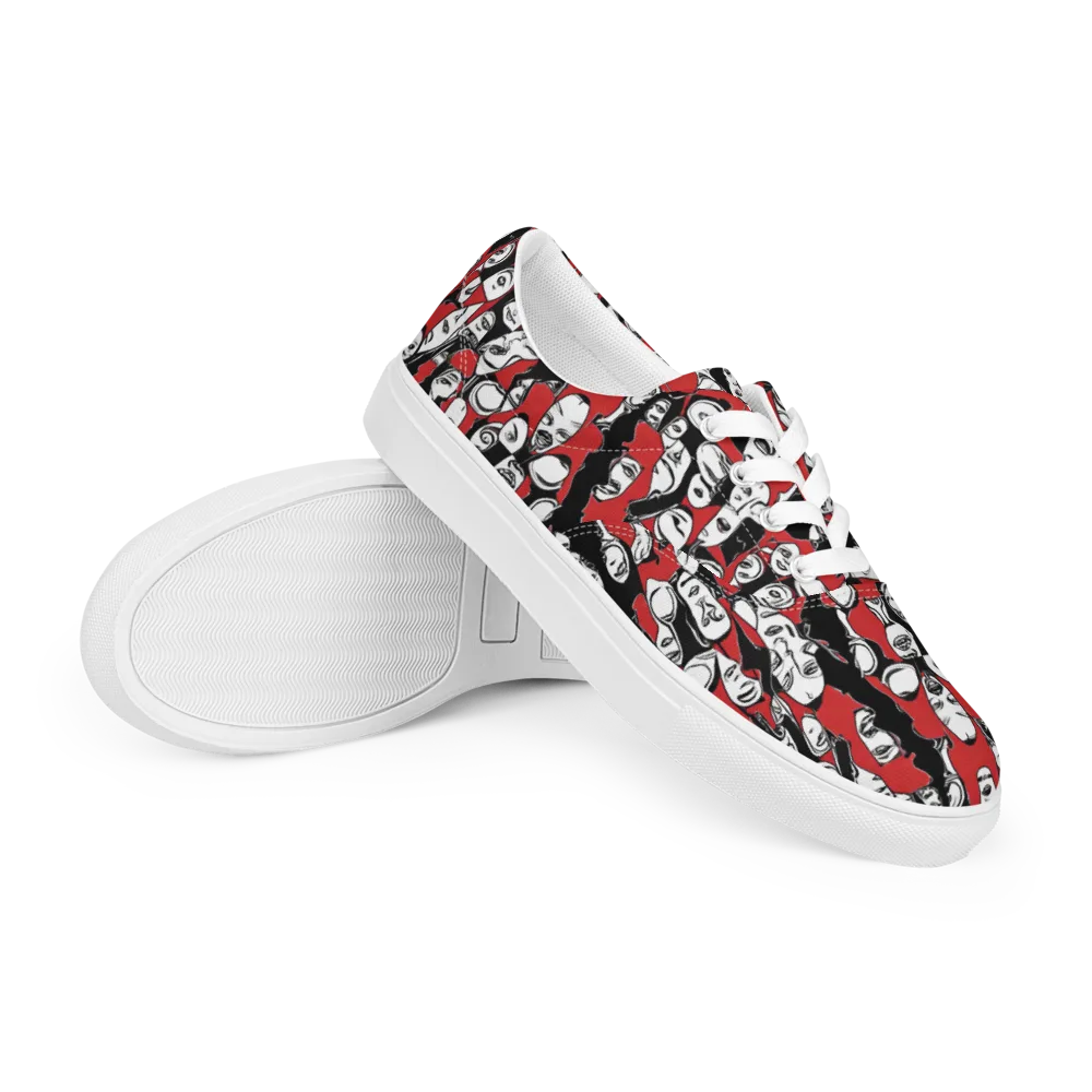 Crimson Chorus on Men's Lace-Up Canvas Shoes — Right Front
