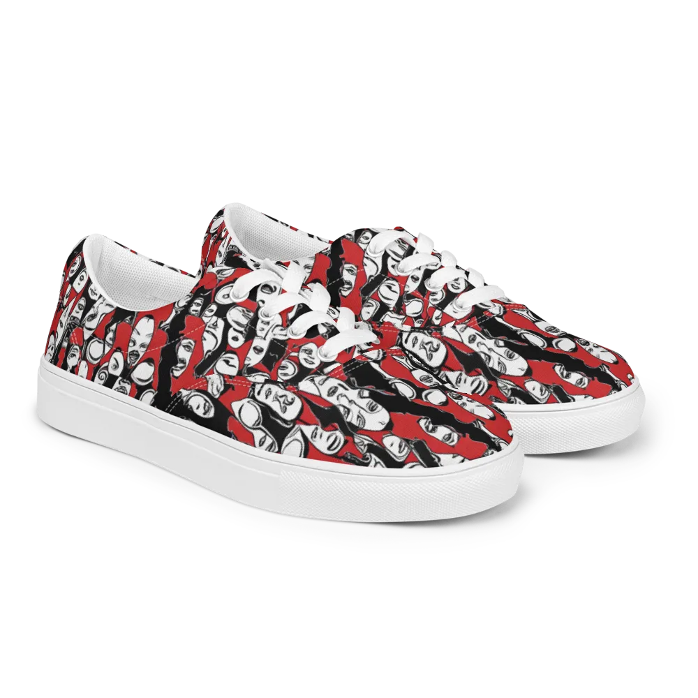 Crimson Chorus on Men's Lace-Up Canvas Shoes — Right Front