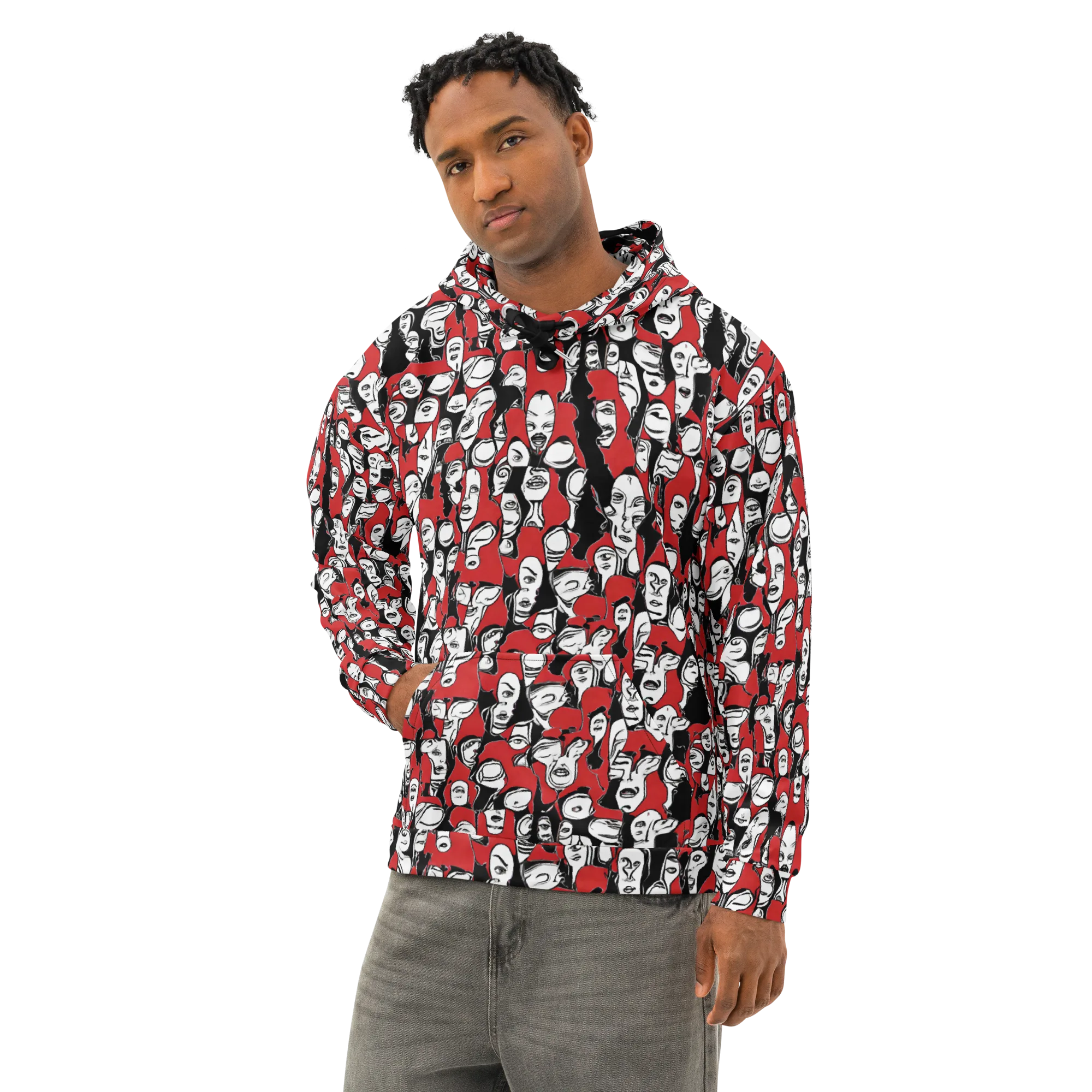 Crimson Chorus on Cotton Hoodie — Left Front