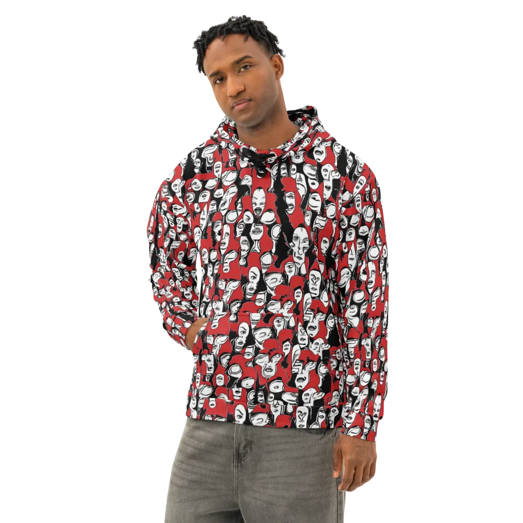 Crimson Chorus on Cotton Hoodie — Left Front