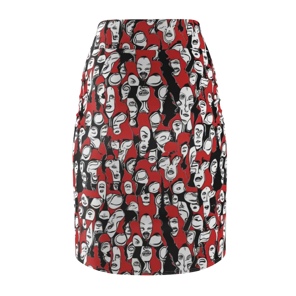 Crimson Chorus on Pencil Skirt — Back
