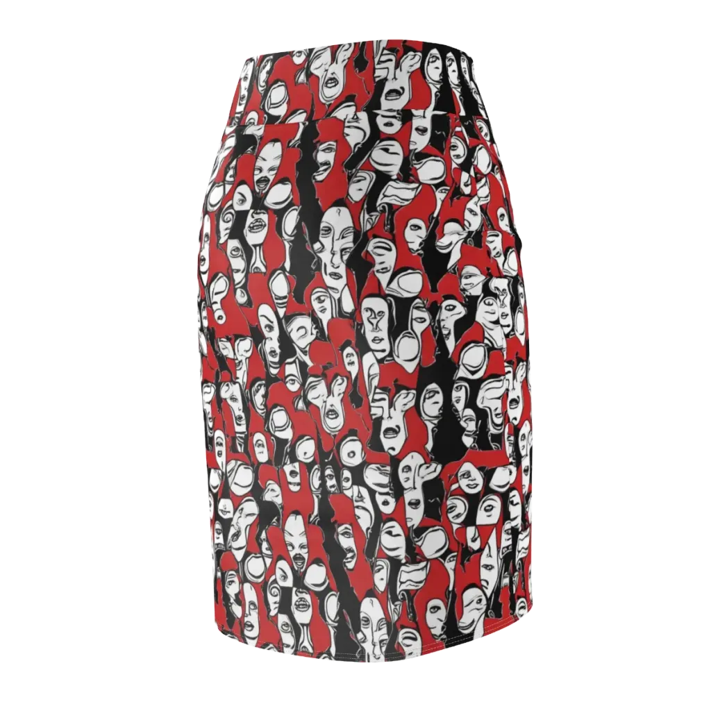 Crimson Chorus on Pencil Skirt — Back Side