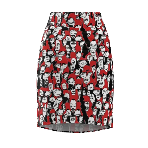 Crimson Chorus on a Pencil Skirt
