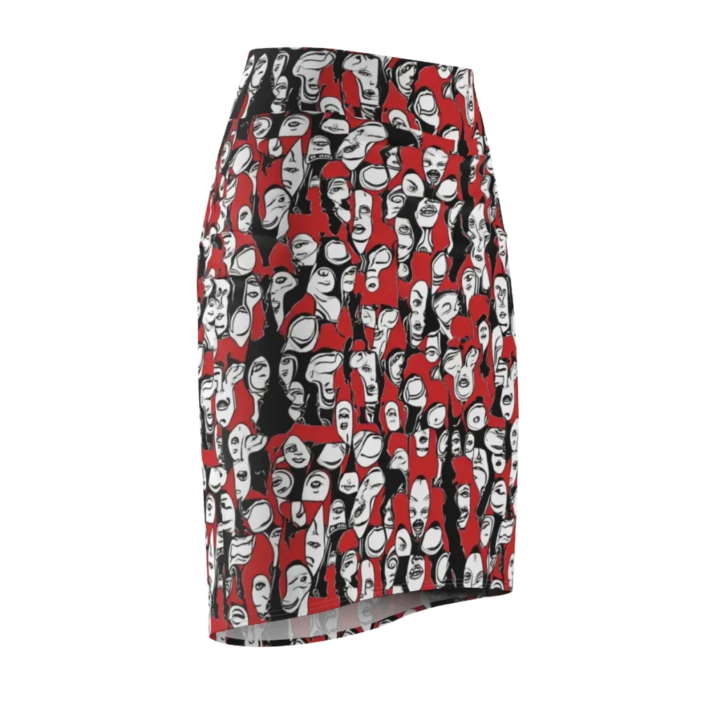 Crimson Chorus on Pencil Skirt — Front Side