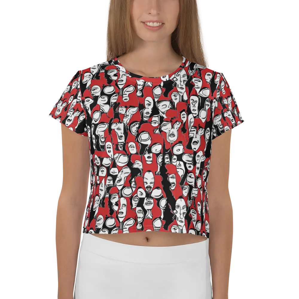 Crimson Chorus on Crop Tee — Front