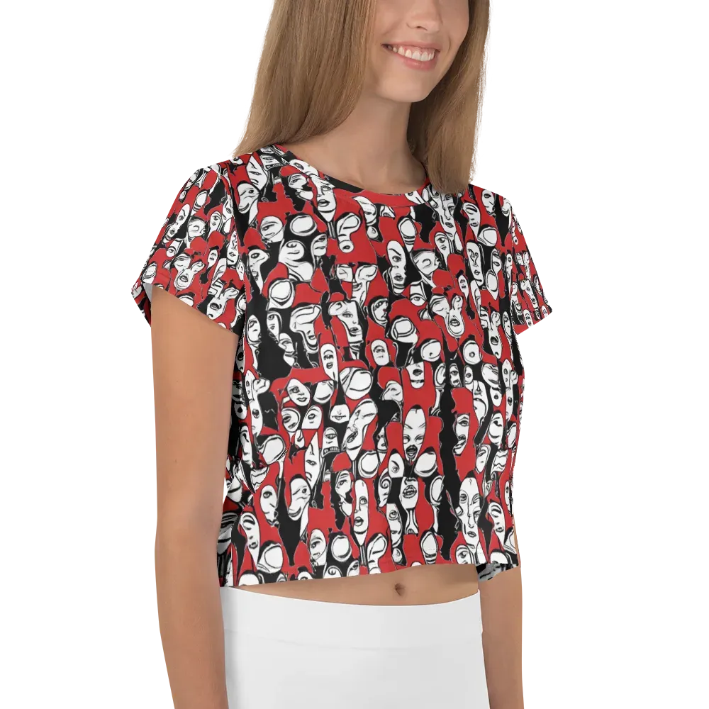 Crimson Chorus on Crop Tee — Right