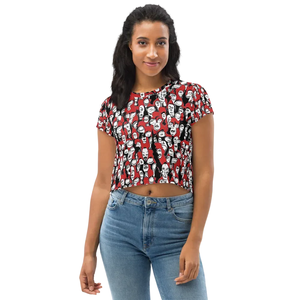 Crimson Chorus on Crop Tee — Front