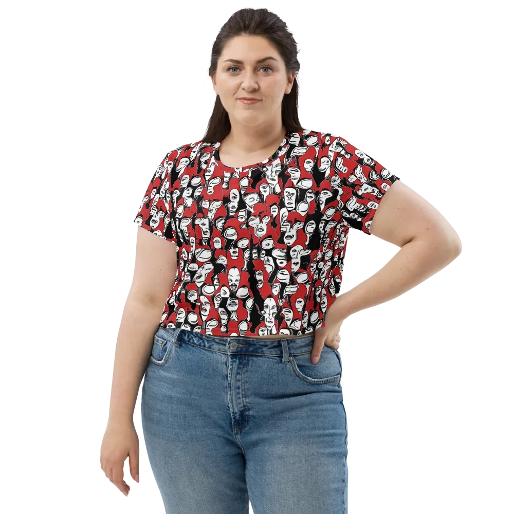 Crimson Chorus on Crop Tee — Front