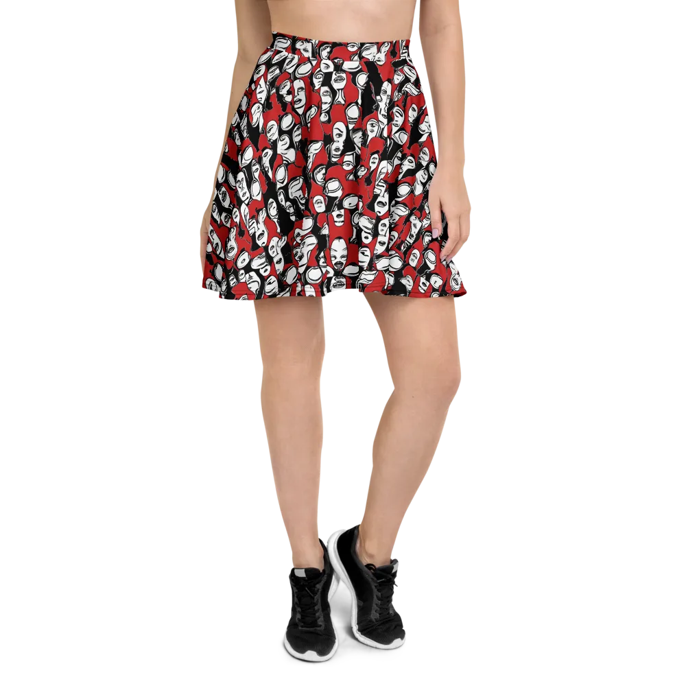 Crimson Chorus on Skater Skirt — Front