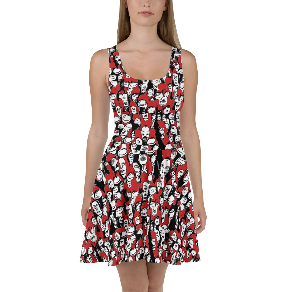 Crimson Chorus on Skater Dress — Front