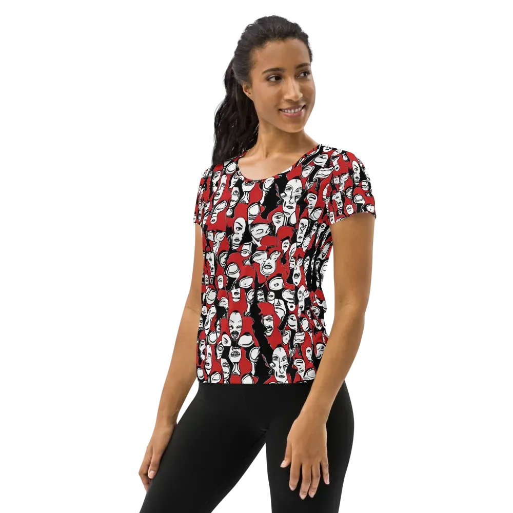 Crimson Chorus on Women's Athletic T-Shirt — Left