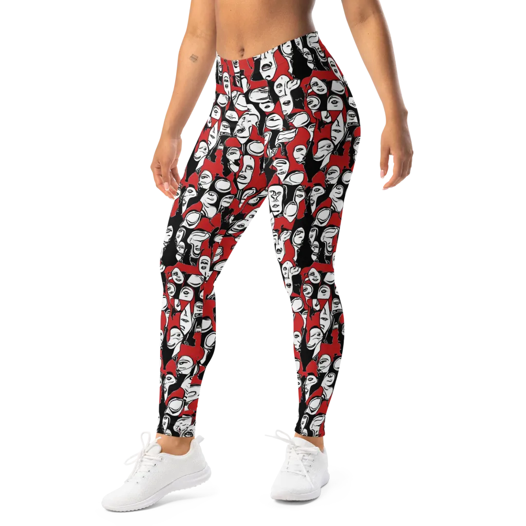 Crimson Chorus on Leggings — Left Front