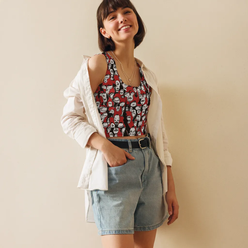 Crimson Chorus on Crop Top — Front