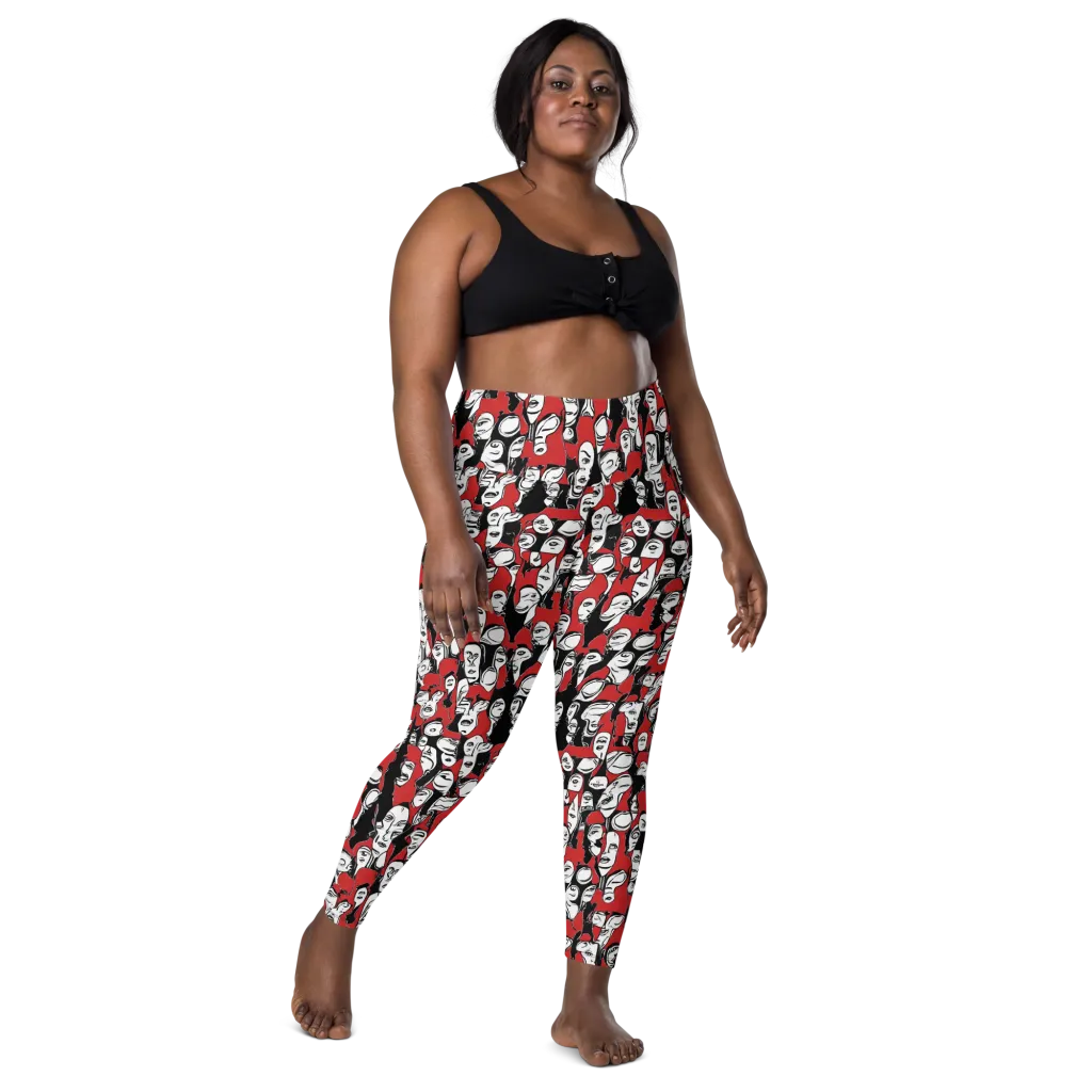 Crimson Chorus on Leggings with Pockets — Front