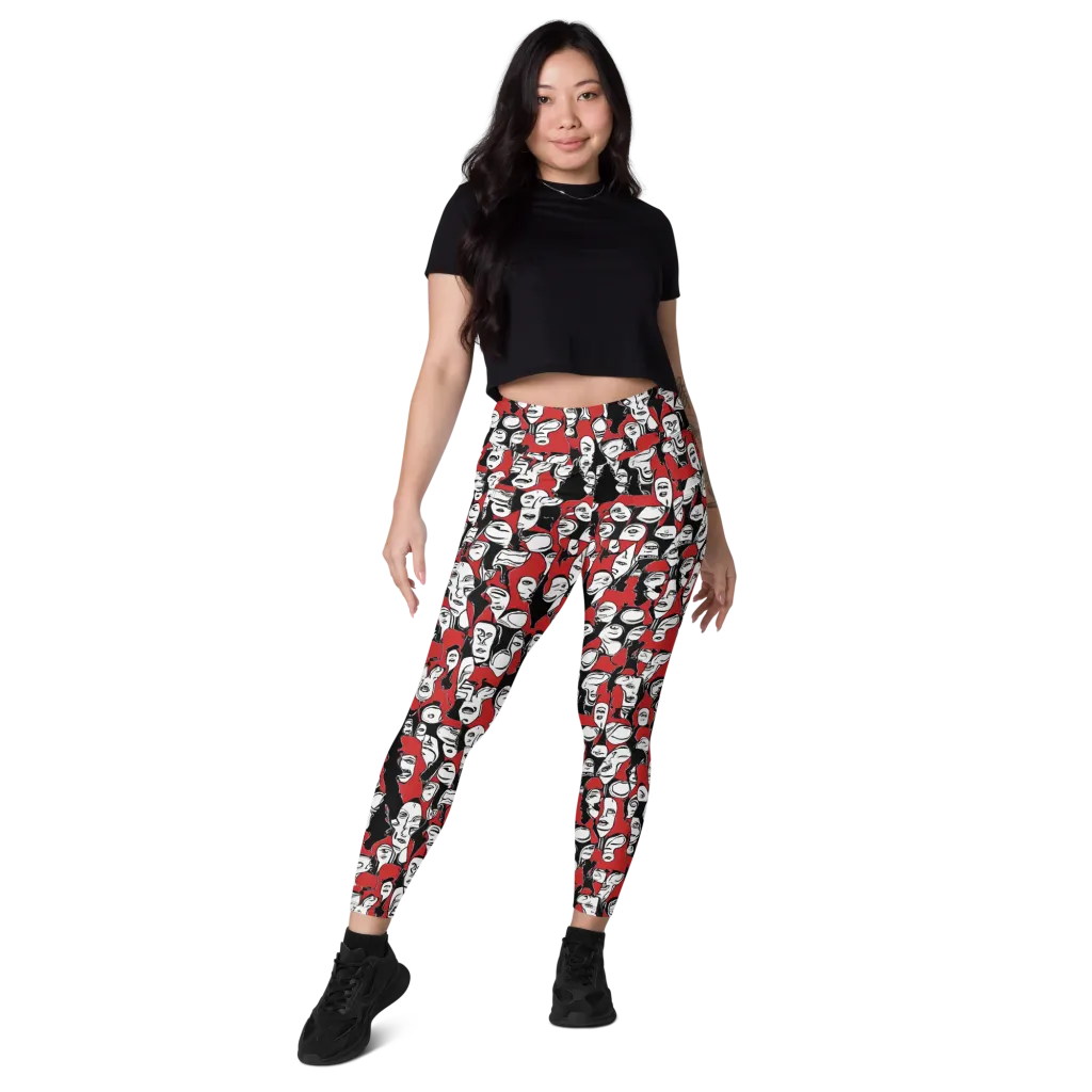 Crimson Chorus on Leggings with Pockets — Front