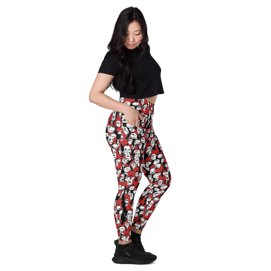 Crimson Chorus on Leggings with Pockets — Right