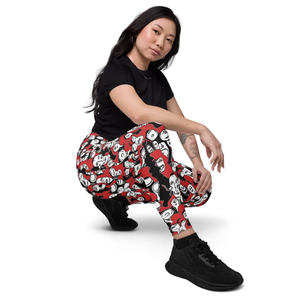 Crimson Chorus on Leggings with Pockets — Right Front