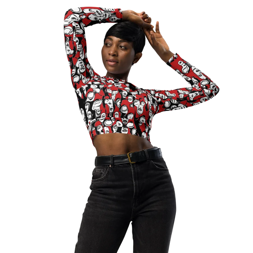 Crimson Chorus on Long Sleeve Crop Top — Front