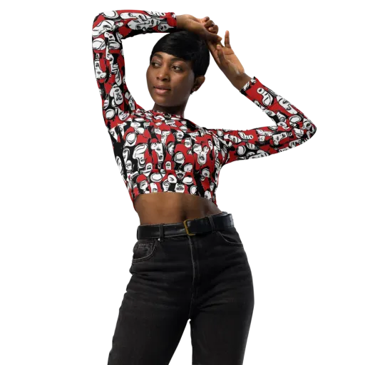 Crimson Chorus on a Long Sleeve Crop Top