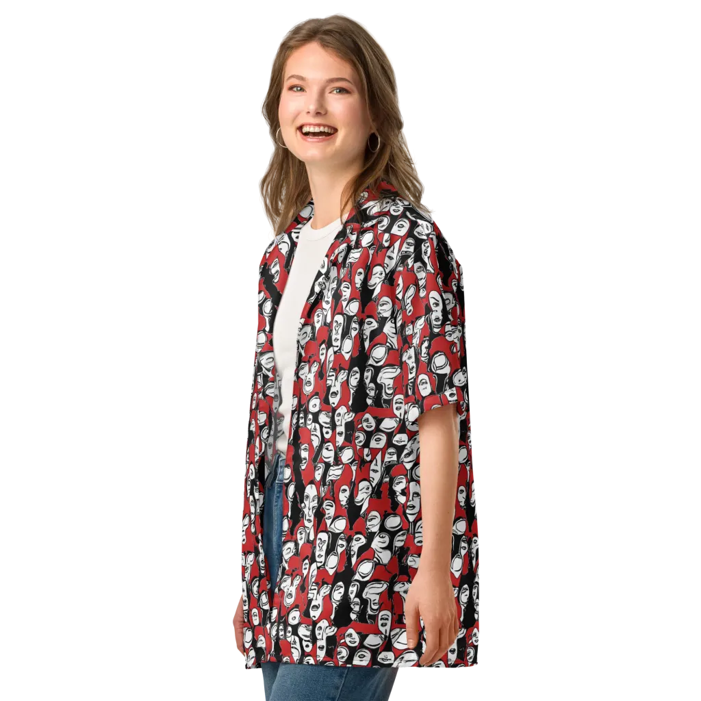 Crimson Chorus on Button Shirt — Left Front