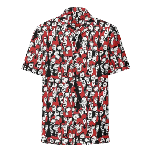 Crimson Chorus on a Button Shirt