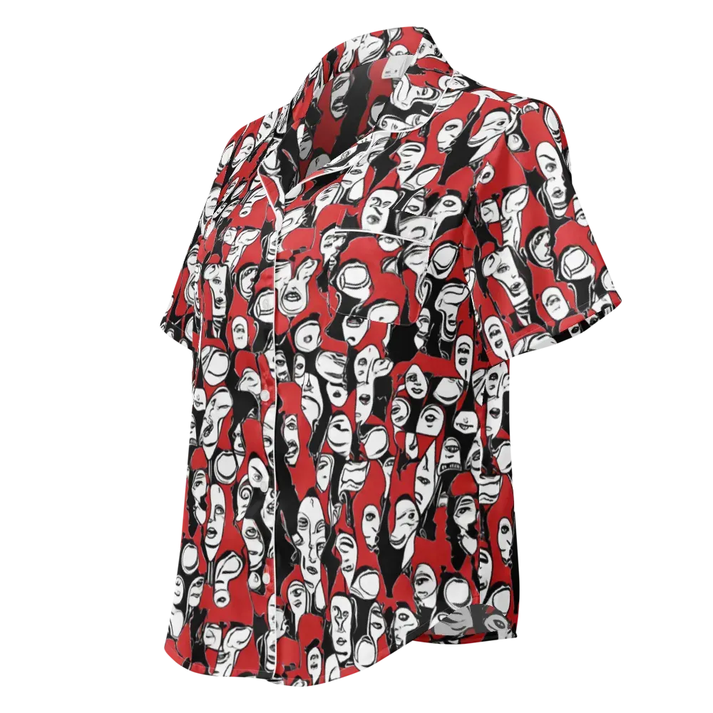 Crimson Chorus on Women's Short Sleeve Pajama Top — Left Front