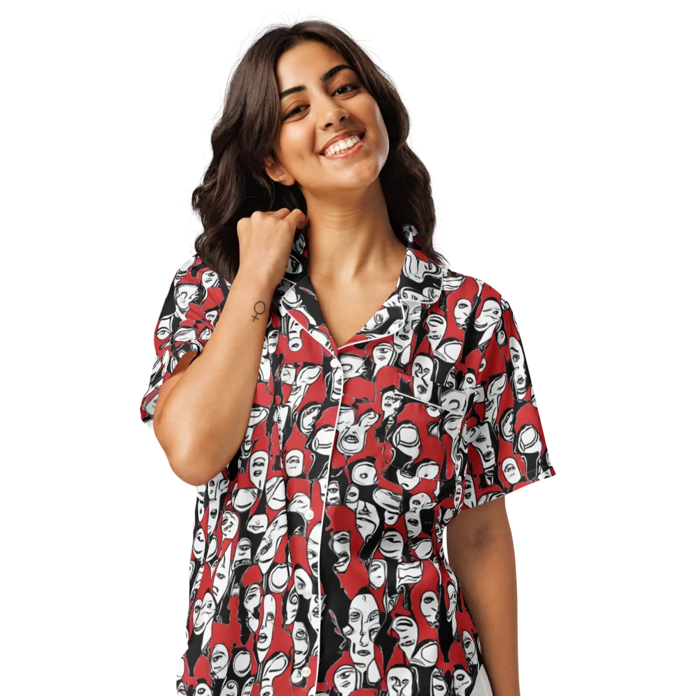 Crimson Chorus on Women's Short Sleeve Pajama Top — Front