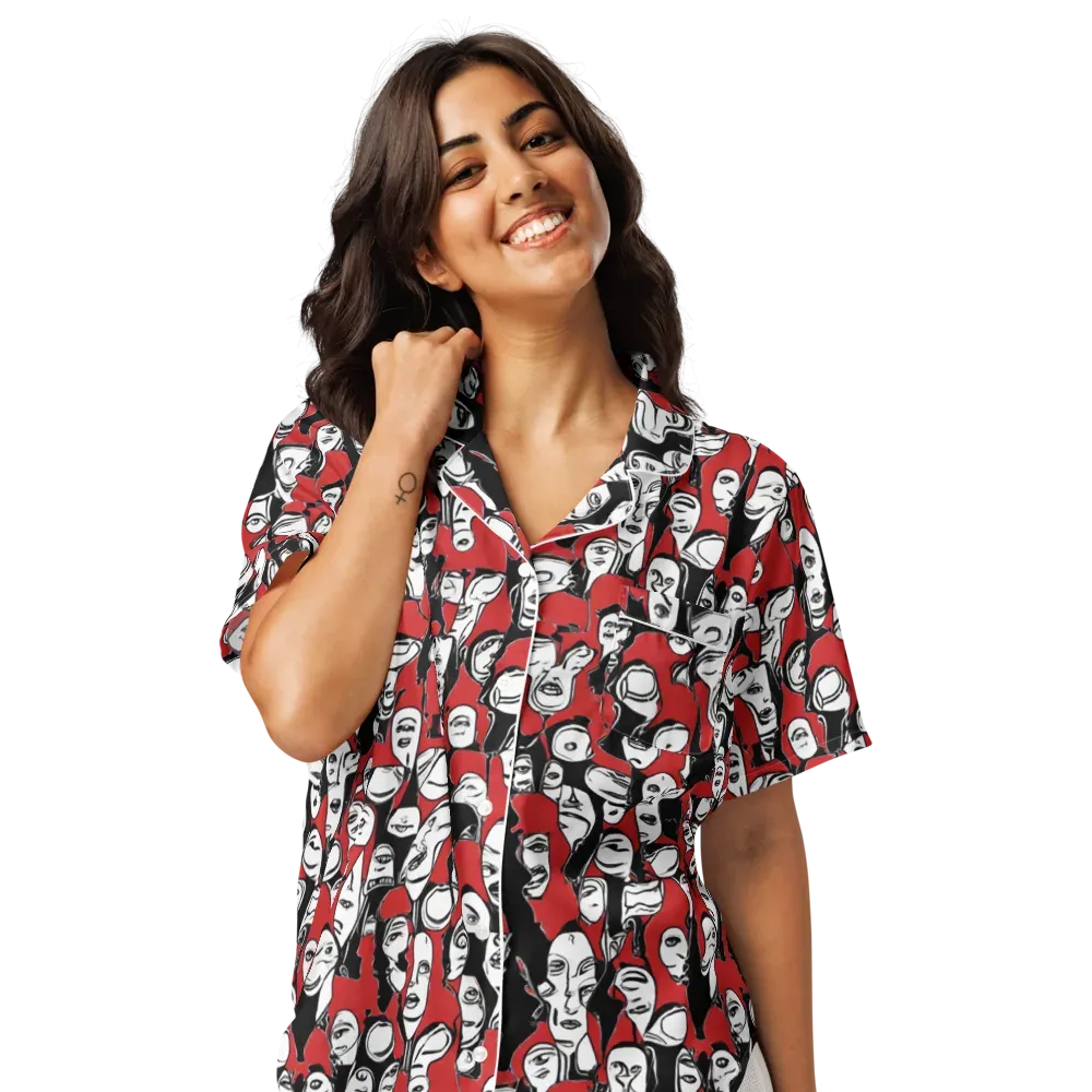 Crimson Chorus on Women's Short Sleeve Pajama Top — Front