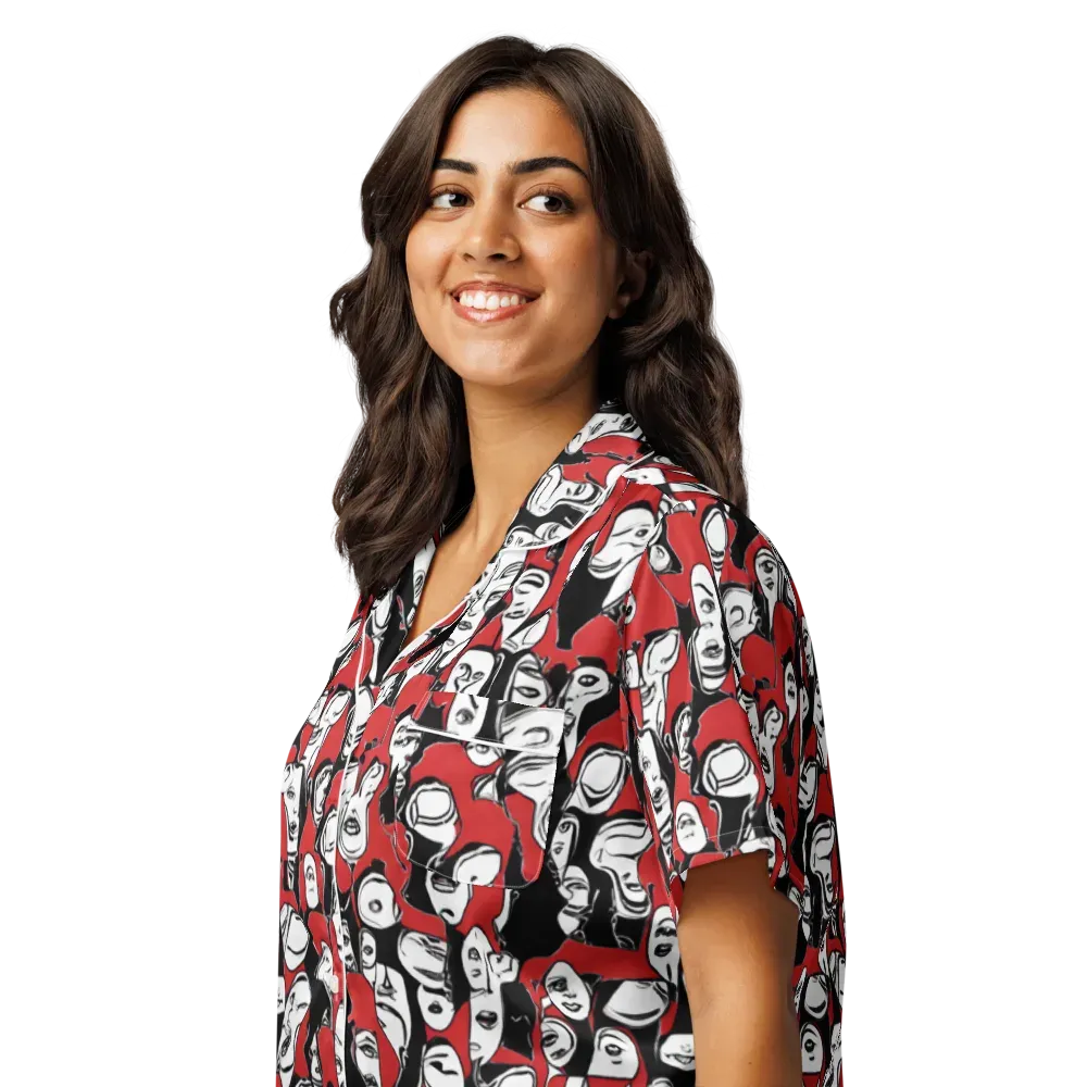 Crimson Chorus on Women's Short Sleeve Pajama Top — Left Front