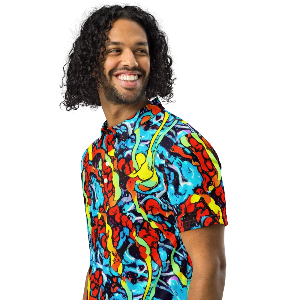 Electric Molten on Men's Slim Fit Polo Shirt — Left Front