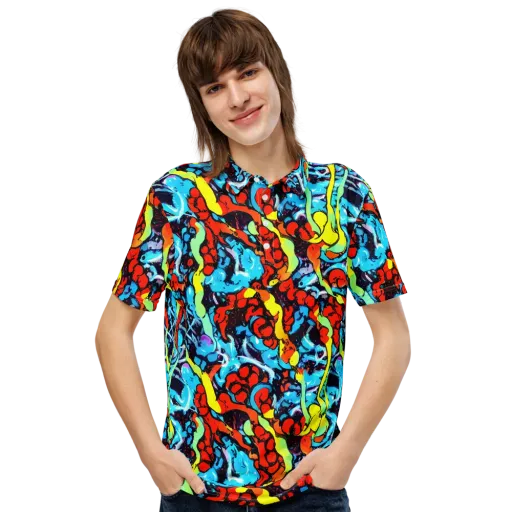 Electric Molten on a Men's Slim Fit Polo Shirt