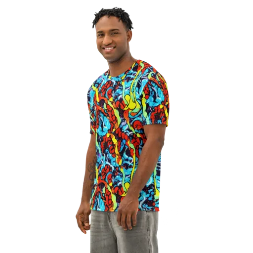 Electric Molten on a Men's Cotton Crew Neck T-Shirt