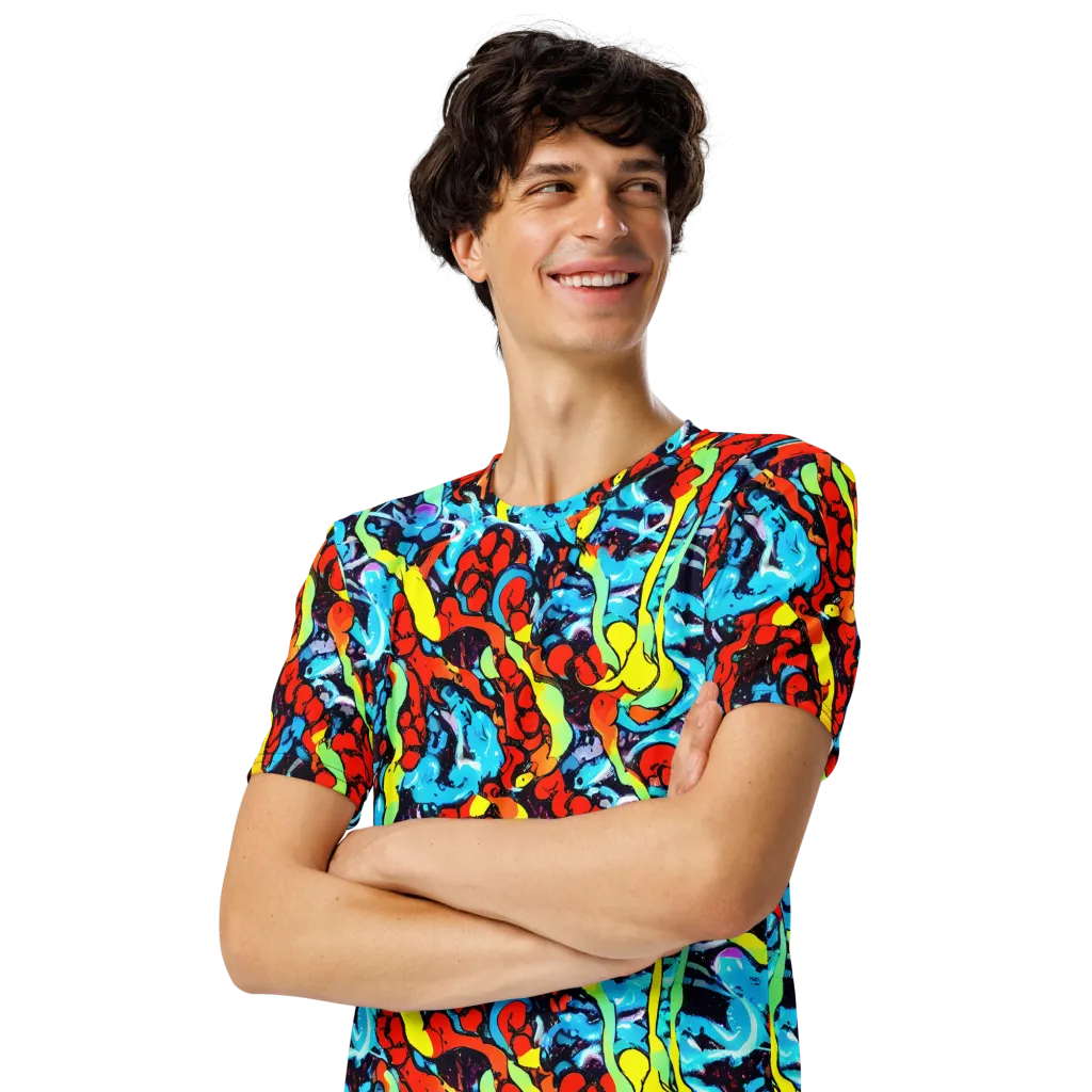 Electric Molten on Men's Crew Neck T-Shirt — Left Front
