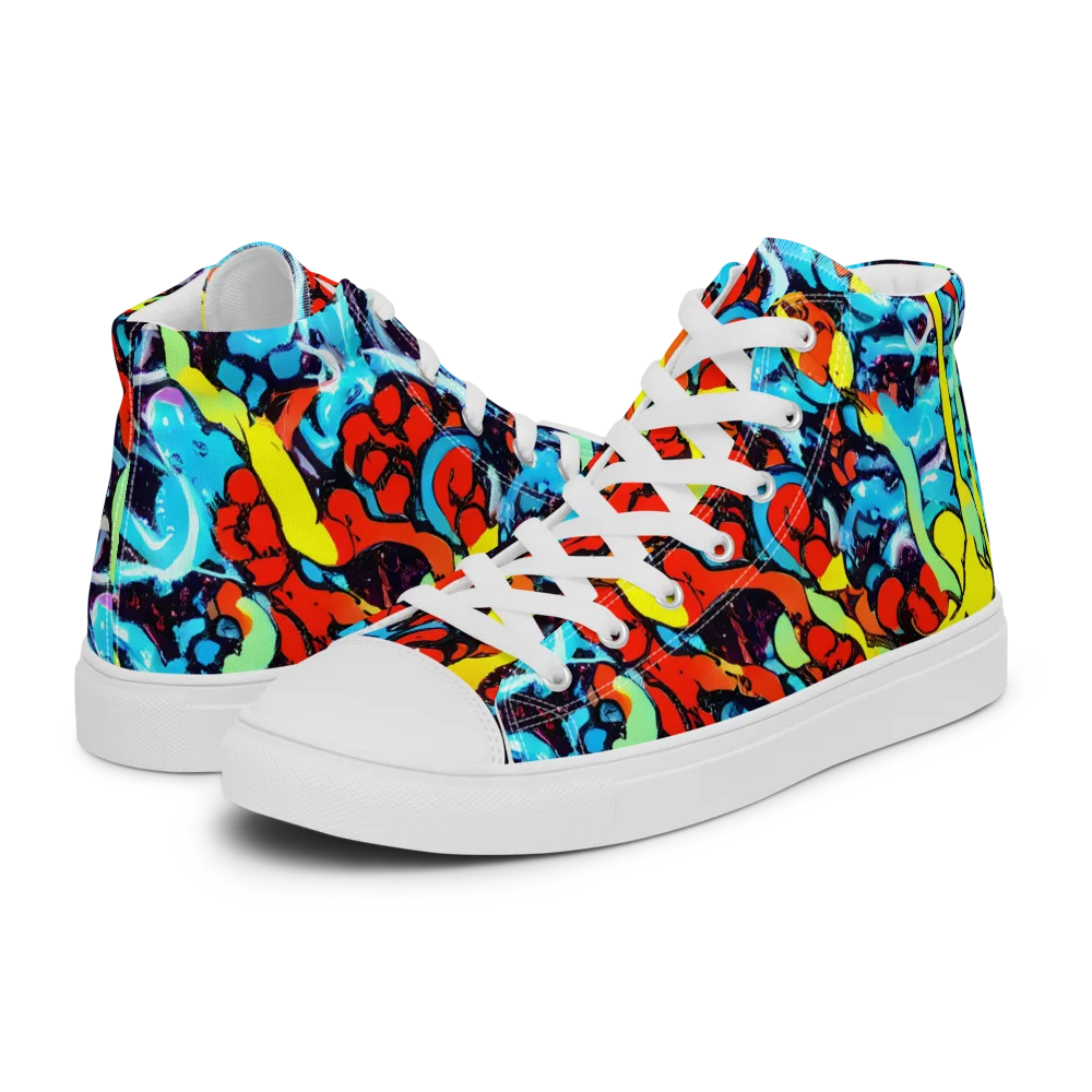 Electric Molten on Men's High Top Canvas Shoes — Left