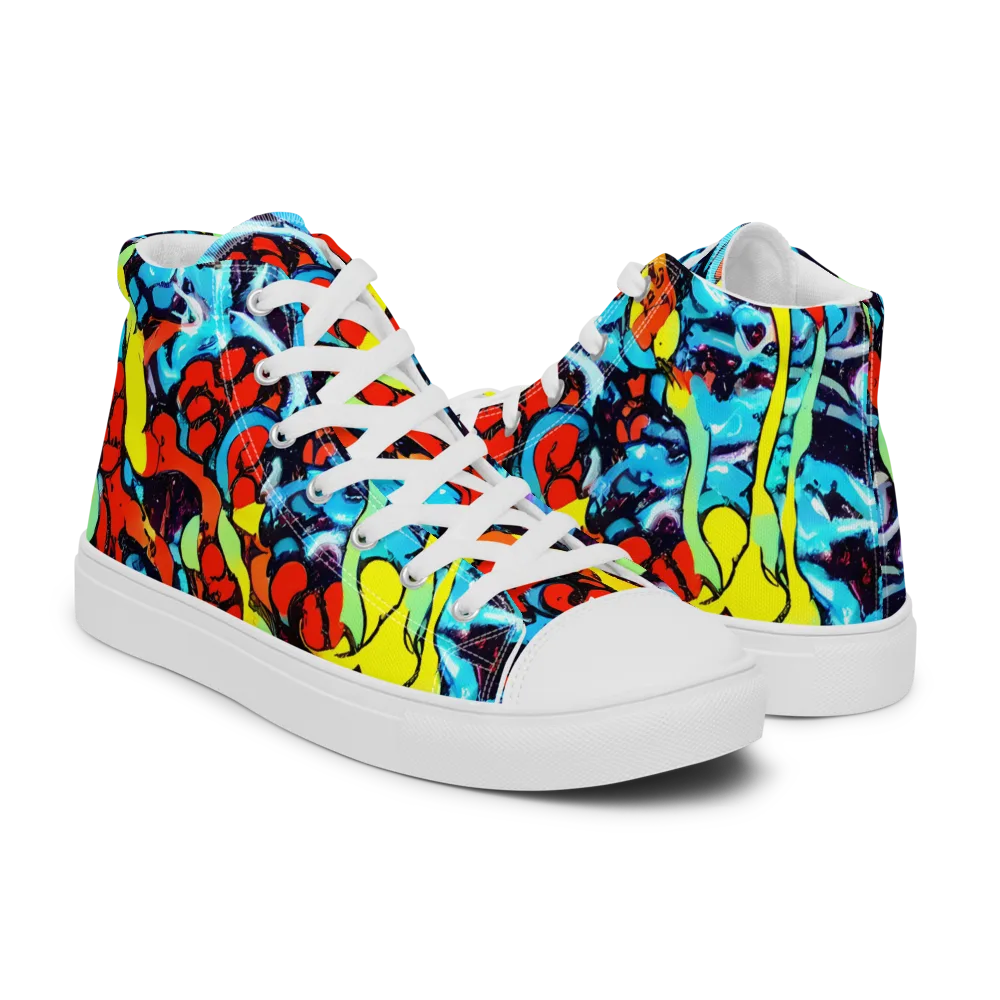 Electric Molten on Men's High Top Canvas Shoes — Right