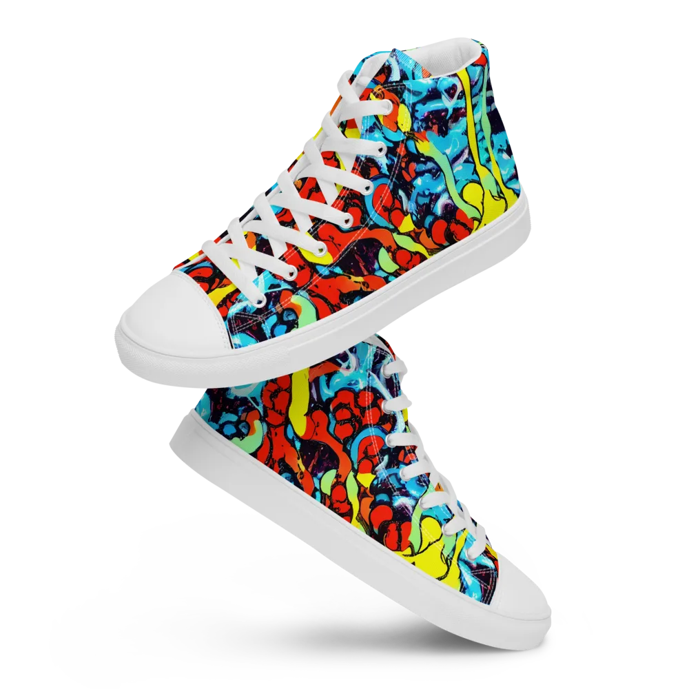 Electric Molten on Men's High Top Canvas Shoes — Front
