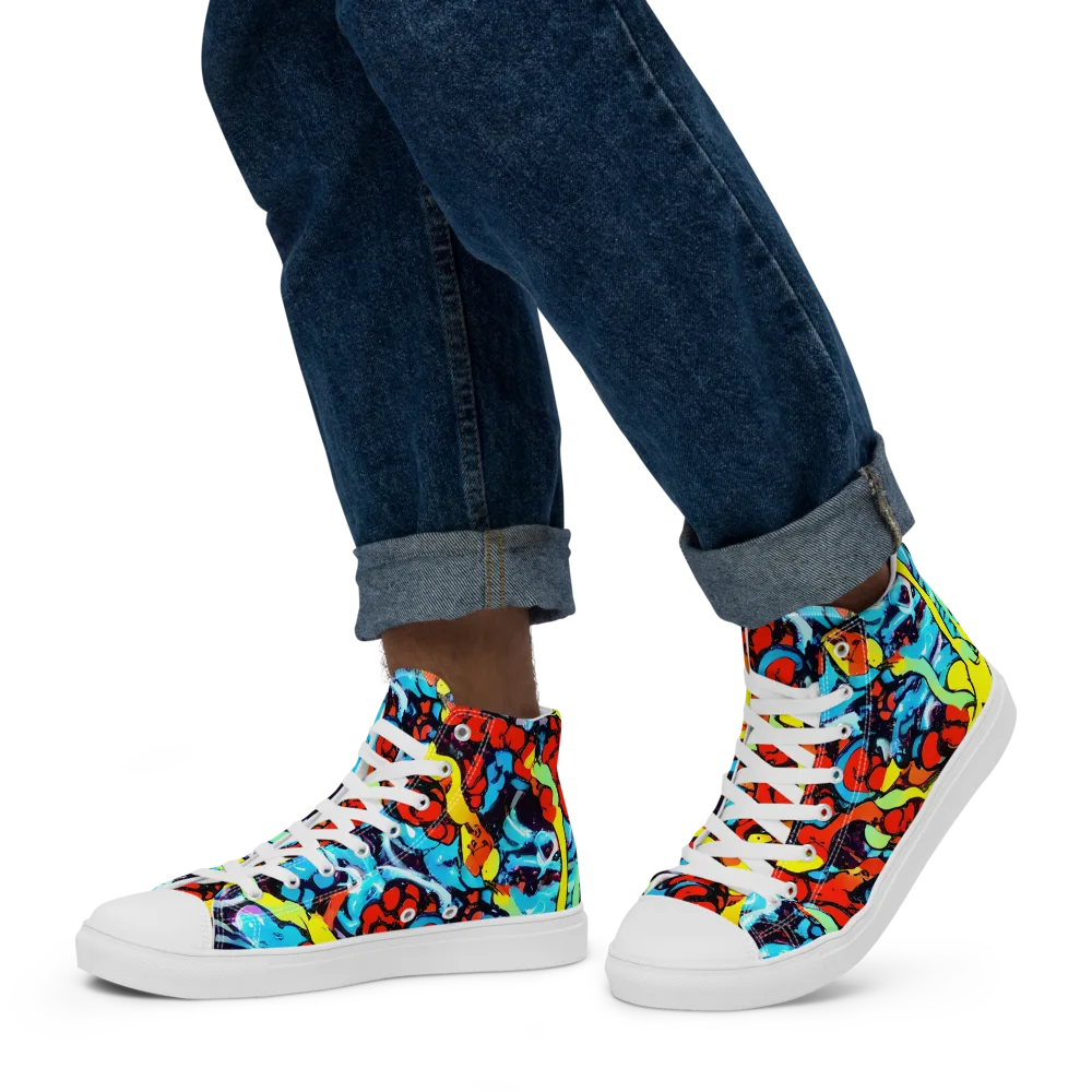 Electric Molten on Men's High Top Canvas Shoes — Left
