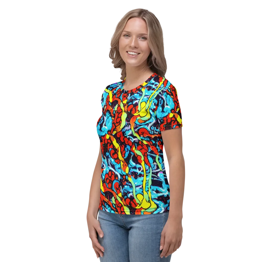 Electric Molten on Women's Crew Neck T-Shirt — Left