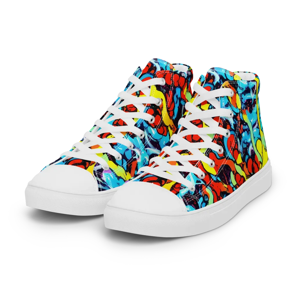 Electric Molten on Women's High Top Canvas Shoes — Left Front
