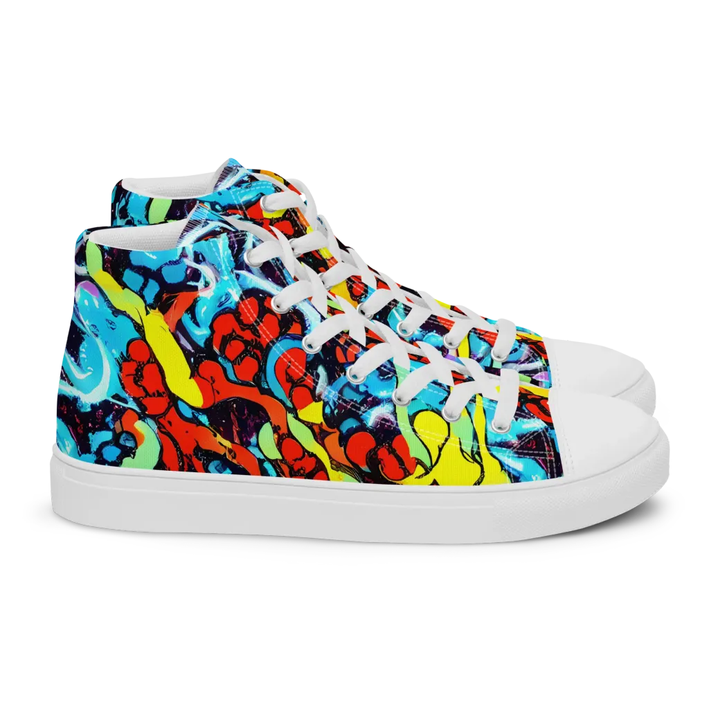 Electric Molten on Women's High Top Canvas Shoes — Right