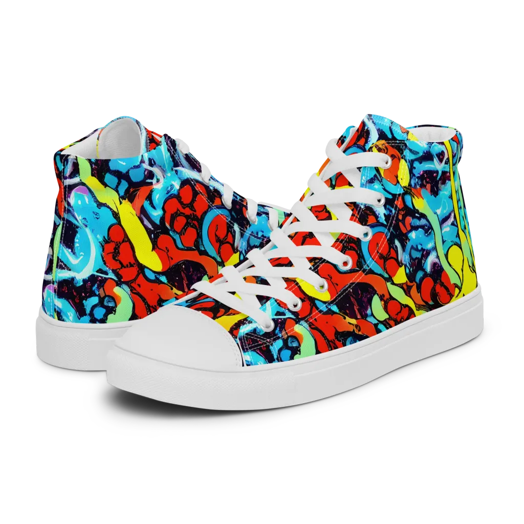 Electric Molten on Women's High Top Canvas Shoes — Left
