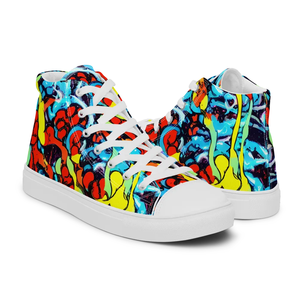 Electric Molten on Women's High Top Canvas Shoes — Right