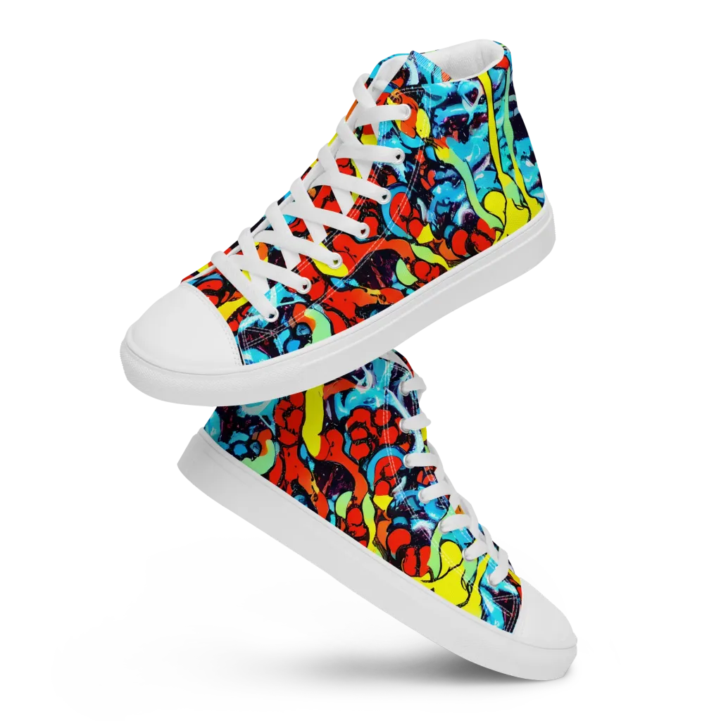 Electric Molten on Women's High Top Canvas Shoes — Front