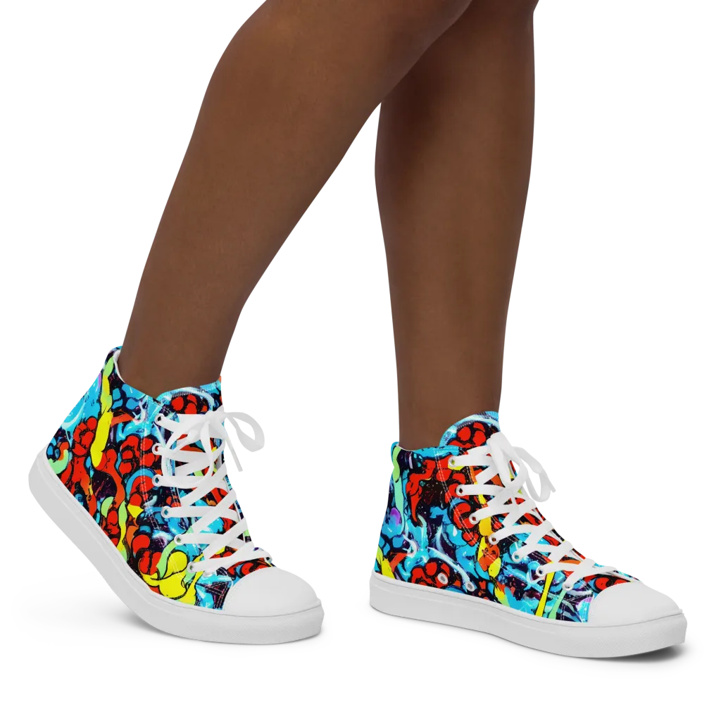 Electric Molten on Women's High Top Canvas Shoes — Right