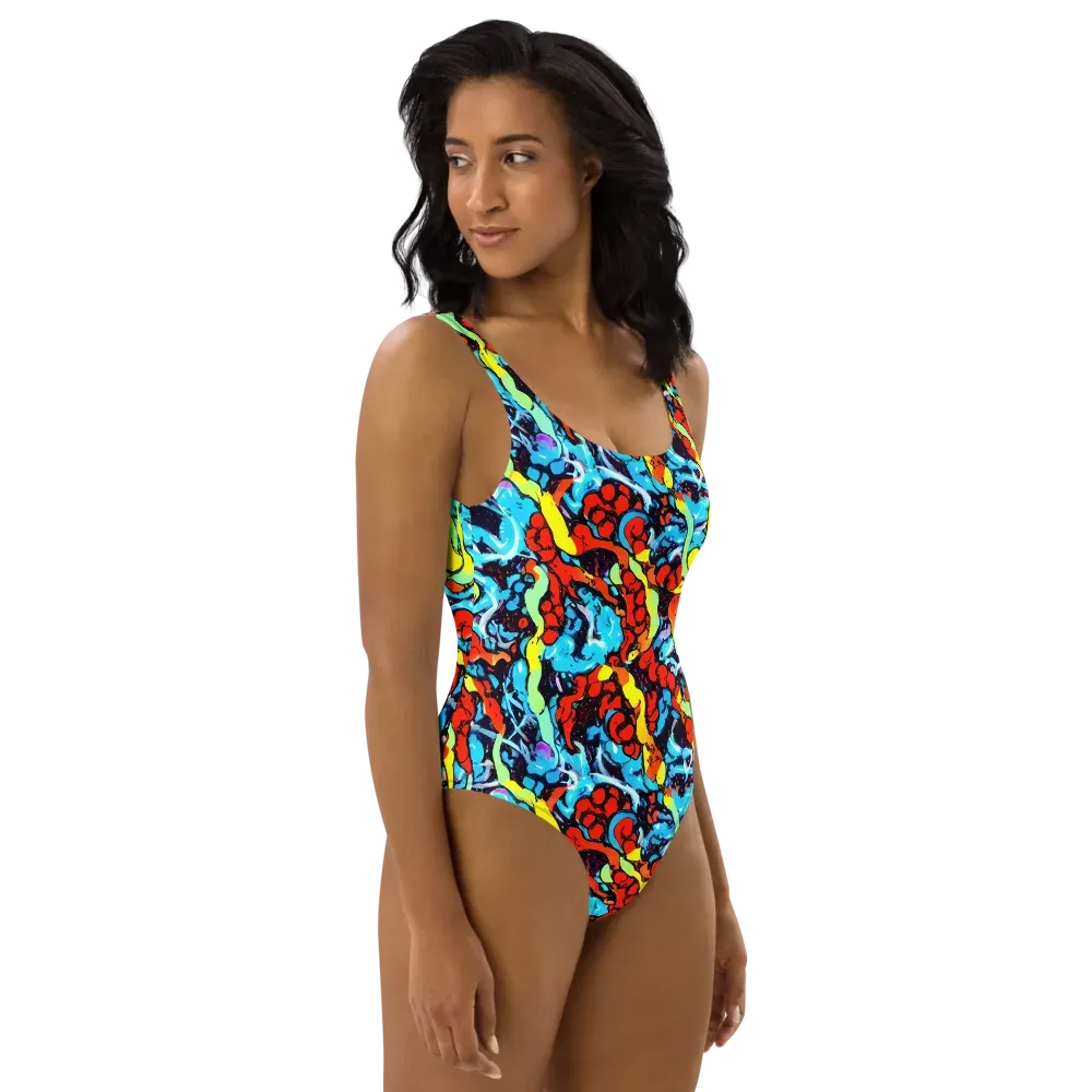 Electric Molten on One-Piece Swimsuit — Right