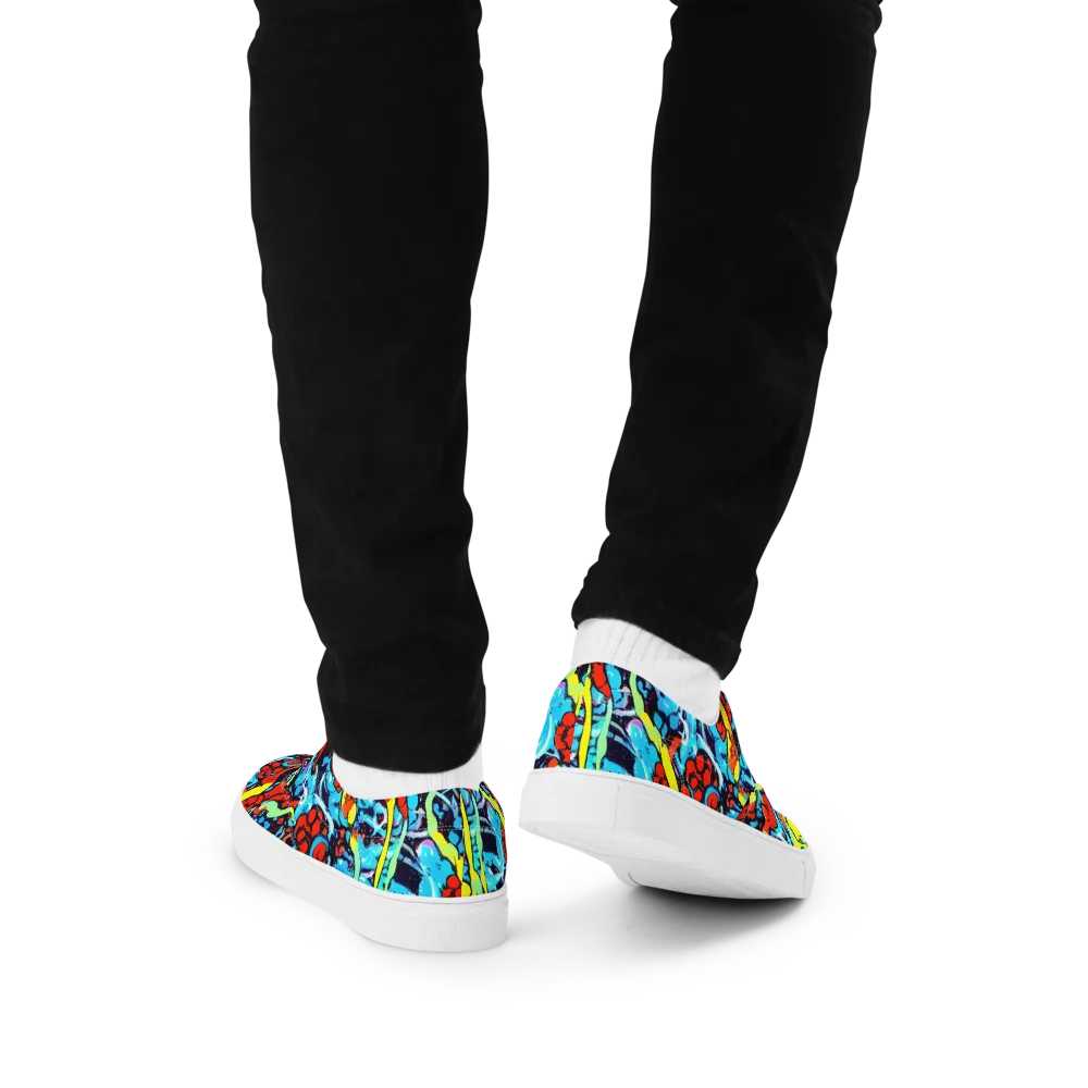 Electric Molten on Men's Lace-Up Canvas Shoes — Back
