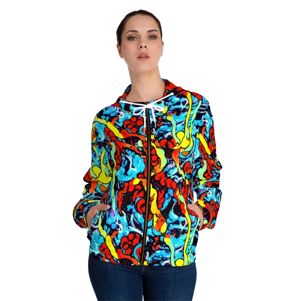 Electric Molten on Women's Full-Zip Hoodie — Front On Person