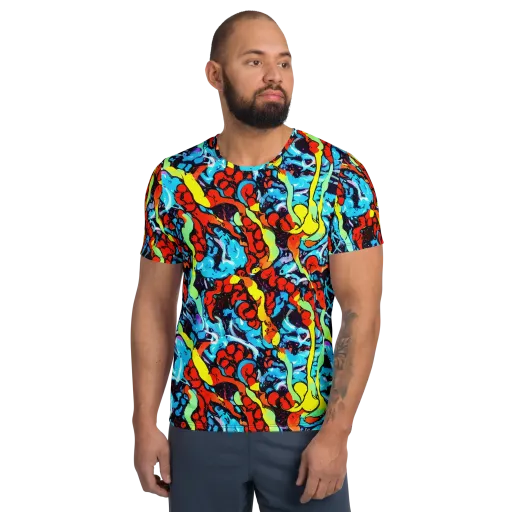 Electric Molten on a Men's Athletic T-Shirt